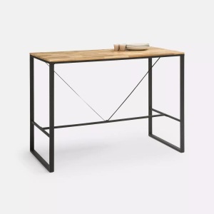 LA REDOUTE INTERIEURS, Hoher Bartisch Hiba aus Eiche und Stahl, 4-6 Personen, La Redoute Intérieurs - Hoher Bartisch Hiba für 4-6 Pers., 5P, Beige