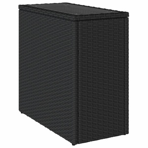 vidaXL, vidaXL Garten-Beistelltisch mit Glasplatte Schwarz 58x27,5x55cm Rattan, vidaXL Garten-Beistelltisch mit Glasplatte Schwarz 58x27,5x55cm Rattan