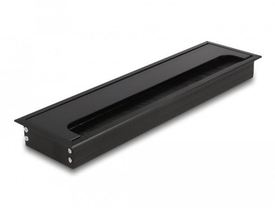 Delock, 66858 Kabel-Organizer Tisch/Bank Cable grommet Schwarz 1 Stück(e), Delock Einbaurahmen für Tisch mit Bürste 300x80x28mm, Schwarz