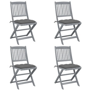 vidaXL, vidaXL Klappbare Gartenstühle 4 Stk. mit Kissen Massivholz Akazie