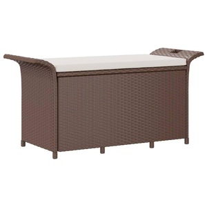 vidaXL, vidaXL Gartenbank mit Kissen Braun 116x46x57 cm Poly Rattan, vidaXL Gartenbank mit Kissen Braun 116x46x57 cm Poly Rattan