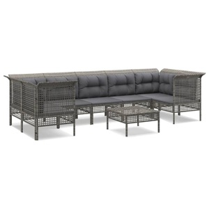 vidaXL, vidaXL 8-tlg. Garten-Lounge-Set mit Kissen Grau Poly Rattan