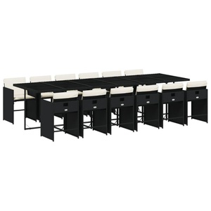 vidaXL, vidaXL 13-tlg. Garten-Essgruppe mit Kissen Schwarz Poly Rattan, vidaXL 13-tlg. Garten-Essgruppe mit Kissen Schwarz Poly Rattan