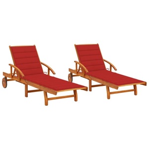 vidaXL, vidaXL Sonnenliegen 2 Stk. mit Auflagen Massivholz Akazie