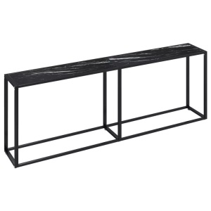vidaXL, vidaXL Konsolentisch Schwarz Marmor-Optik 220x35x75,5 cm Hartglas