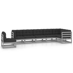 vidaXL, vidaXL 7-tlg. Garten-Lounge-Set mit Kissen Kiefer Massivholz, vidaXL 7-tlg. Garten-Lounge-Set mit Kissen Massivholz Kiefer