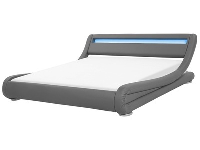 Beliani, Beliani Bett Kunstleder grau 180 x 200 cm mit LED-Beleuchtung AVIGNON, 