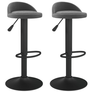 vidaXL, vidaXL Barhocker 2 Stk. Dunkelgrau Samt