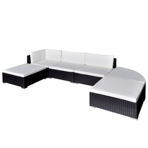 vidaXL, vidaXL 6-tlg. Garten-Lounge-Set mit Kissen Poly Rattan Schwarz, 