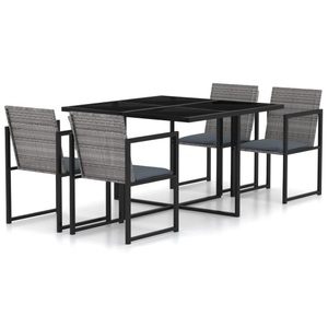 vidaXL, vidaXL 5-tlg. Garten-Essgruppe mit Kissen Poly Rattan Grau, vidaXL 5-tlg. Garten-Essgruppe mit Kissen Poly Rattan Grau