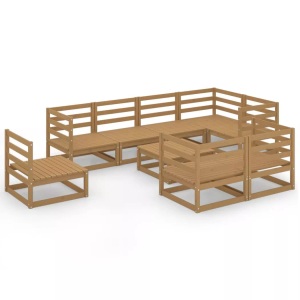 vidaXL, vidaXL 9-tlg. Garten-Lounge-Set Honigbraun Massivholz Kiefer, vidaXL 9-tlg. Garten-Lounge-Set Honigbraun Massivholz Kiefer
