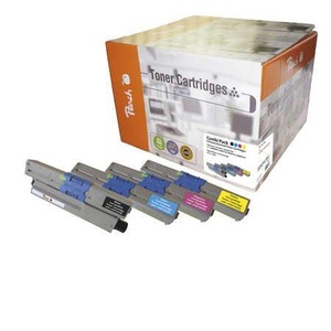 Peach, Peach Spar Pack Tonermodule kompatibel zu OKI 44469804, 44469722, 44469723, 44469724, Peach O4446/4449 4 Toner XL (bk, c/m/y) ersetzt OKI 44469722-9804 für z.B. OKI C 510 DN, OKI C 530 DN, OKI MC 561 DN