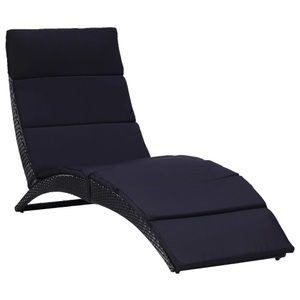 Diverse Hardware, Sonnenliege mit Auflage Poly Rattan Schwarz, vidaXL Sonnenliege mit Auflage Poly Rattan Schwarz