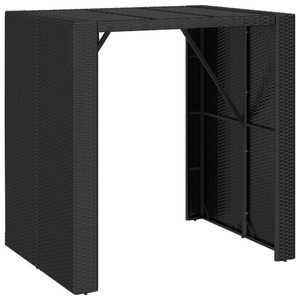 vidaXL, vidaXL Bartisch mit Glasplatte Schwarz 105x80x110 cm Poly Rattan, vidaXL Bartisch mit Glasplatte Schwarz 105x80x110 cm Poly Rattan