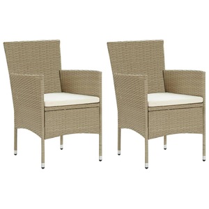 vidaXL, vidaXL Garten-Essstühle 2 Stk. Poly Rattan Beige, 