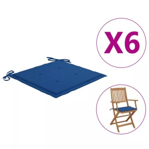 vidaXL, vidaXL Gartenstuhl-Sitzkissen 6 Stk. Königsblau 40x40x4 cm Stoff, vidaXL Gartenstuhl-Kissen 6 Stk. Königsblau 40x40x3 cm Oxford-Gewebe