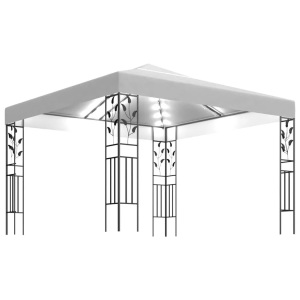 vidaXL, vidaXL Pavillon mit LED-Lichterkette 3x3 m Weiß, vidaXL Pavillon mit LED-Lichterkette 3x3 m Weiß