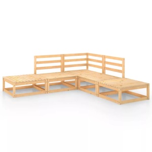 vidaXL, vidaXL 5-tlg. Garten-Lounge-Set Kiefer Massivholz, vidaXL 5-tlg. Garten-Lounge-Set Massivholz Kiefer