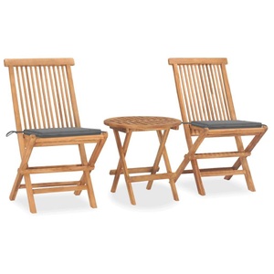 vidaXL, vidaXL 3-tlg. Garten-Essgruppe mit Kissen Klappbar Massivholz Teak, vidaXL 3-tlg. Garten-Essgruppe mit Kissen Klappbar Massivholz Teak