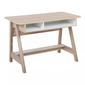 Beliani, Beliani Schreibtisch heller Holzfarbton/weiss 110 x 60 cm JACKSON, Beliani - Schreibtisch aus MDF-Platte Modern JACKSON, One Size, Light Beige