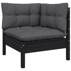 vidaXL, vidaXL Garten-Ecksofa mit Kissen Schwarz Massivholz Kiefer