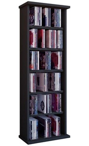 VCM, Holz CD DVD Stand Regal Schrank Aufbewahrung Standregal Ständer Vostan Holz CD DVD Stand Regal Schrank Aufbewahrung Standregal Ständer Vostan, VCM - CD Regal Holz | mit Platz für 150 CDs oder 65 DVDs 36-Videos Maße: H. 92 x B. 31 T. 18 cm elegantes DVD stehend Blu ray, 31cm, Schwarz