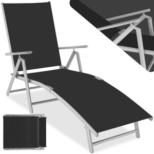 TecTake, Gartenliege Marisol aus Aluminium, 7-stufig Gartenliege Marisol aus Aluminium, 7-stufig, Tectake - Gartenliege Textilene-Gewebe mit Aluminiumgestell, 180cm, Silber