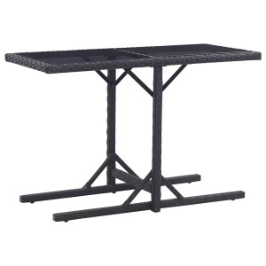 vidaXL, vidaXL Gartentisch Schwarz 110×53×72 cm Glas und Poly Rattan