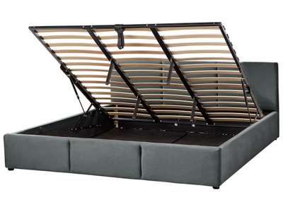 Beliani, Bett mit Bettkasten aus Samtstoff BOUSSE Bett mit Bettkasten aus Samtstoff BOUSSE, Beliani - Bett mit Stauraum aus Samtstoff BOUSSE, 180x200 cm, Spacegrau