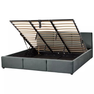 Beliani, Bett mit Bettkasten aus Samtstoff BOUSSE Bett mit Bettkasten aus Samtstoff BOUSSE, Beliani - Bett mit Stauraum aus Samtstoff BOUSSE, 180x200 cm, Spacegrau