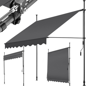 TecTake, Klemmmarkise mit Handkurbel, höhenverstellbar Klemmmarkise mit Handkurbel, höhenverstellbar, Tectake - Klemmmarkise mit Handkurbel, höhenverstellbar, 200 cm, Mediumgrau