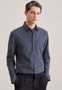 Business Hemd Slim Fit Langarm Druck Herren Dunkelblau 41