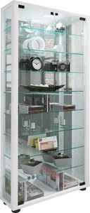 VCM, Holz Glas Vitrine Sammel Glasvitrine Schaukasten Standvitrine Lumo Maxi Spiegel Holz Glas Vitrine Sammel Glasvitrine Schaukasten Standvitrine Lumo Maxi Spiegel, MID.YOU Vitrine in weiss , Lumo , Glas , 8 Fächer , 59x114.8x18 cm , melaminharzbeschichtet,Nachbildung , Beleuchtung, in verschiedenen Holzdekoren erhältlich , 000657010835