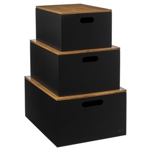 5FIVE, Aufbewahrungsboxen mit Bambusdeckel - 3er-Set Aufbewahrungsboxen mit Bambusdeckel - 3er-Set, 5five - Aufbewahrungsboxen mit Bambusdeckel 3er-Set, One Size