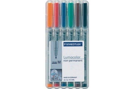 Staedtler, Staedtler Folienstift Lumocolor 315, Staedtler Lumocolor, non-permanent, Universalstift, 1mm, M, 315-WP6, (6-farbig assortiert)