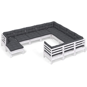 vidaXL, vidaXL 11-tlg. Garten-Lounge-Set mit Kissen Weiß Kiefernholz, vidaXL 11-tlg. Garten-Lounge-Set mit Kissen Weiß Kiefernholz