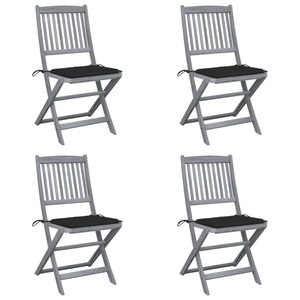 vidaXL, vidaXL Klappbare Gartenstühle 4 Stk. mit Kissen Massivholz Akazie