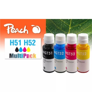 Peach, Peach Spar Pack Tintenpatronen kompatibel zu GT51/52, Peach Tinte HP CISS GT51/52 Multi-Pack C/M/Y/BK