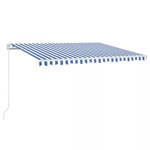 vidaXL, vidaXL Gelenkarmmarkise Einziehbar mit LED 450x350 cm Blau und Weiß, vidaXL Markise Manuell Einziehbar mit LED 450x350 cm Blau und Weiß