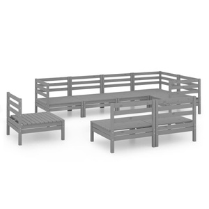vidaXL, vidaXL 8-tlg. Garten-Lounge-Set Massivholz Kiefer Grau, 