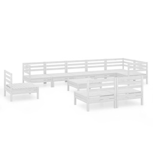 vidaXL, vidaXL 10-tlg. Garten-Lounge-Set Massivholz Kiefer Weiß, vidaXL 10-tlg. Garten-Lounge-Set Massivholz Kiefer Weiß
