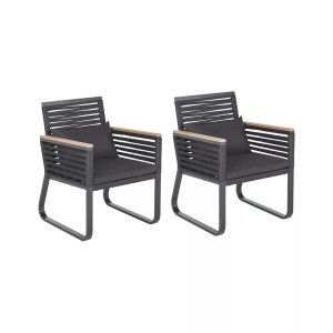 Beliani, Beliani Gartenstuhl Aluminium / Flechtseil schwarz 2er Set Canetto, Beliani - Set mit 2 Stühlen und Sitzkissen aus Aluminium Industriell CANETTO, One Size, Schwarz