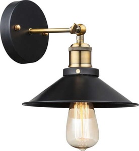 Globo, GLOBO LENIUS Wandleuchte schwarz, altmessing, BxH:220x200, AL:260, exkl. 1xE27 60W 230, Wandleuchte Viktor im Industriedesign