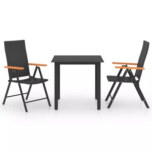vidaXL, vidaXL 3-tlg. Garten-Essgruppe Schwarz und Braun