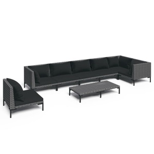 vidaXL, vidaXL 8-tlg. Garten-Lounge-Set mit Auflagen Poly Rattan Dunkelgrau