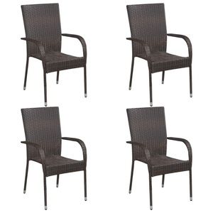 vidaXL, vidaXL Stapelbare Gartenstühle 4 Stk. Poly Rattan Braun, vidaXL Stapelbare Gartenstühle 4 Stk. Poly Rattan Braun
