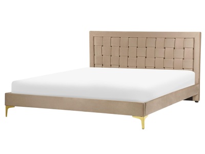 Beliani, Bett mit Lattenrost aus Samtstoff Modern LIMOUX Bett mit Lattenrost aus Samtstoff Modern LIMOUX