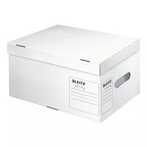 Leitz, LEITZ Archiv- und Transportbox mit Klappdeckel, Leitz Archiv-Box Infinity, weiss, mit Deckel 355mm x 255mm x 190mm, 6105-00-00