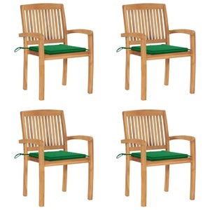 vidaXL, vidaXL Stapelbare Gartenstühle mit Kissen 4 Stk. Massivholz Teak