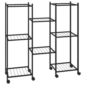vidaXL, vidaXL Blumenständer mit Rollen 83x25x83,5 cm Schwarz Eisen, vidaXL Blumenständer mit Rollen 83x25x83,5 cm Schwarz Eisen